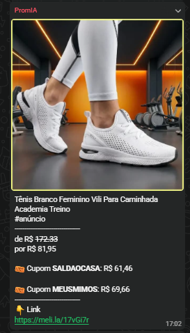Anúncio: Tênis Branco Feminino, de R$172,33 por R$81,95, cupons SALDACASA e MEUSMIMOS