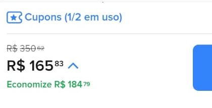 Print de um membro: carrinho de R$ 350,62 fechado por R$ 165,83