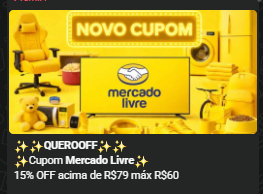 Cupom do Mercado Livre fixado no topo do grupo